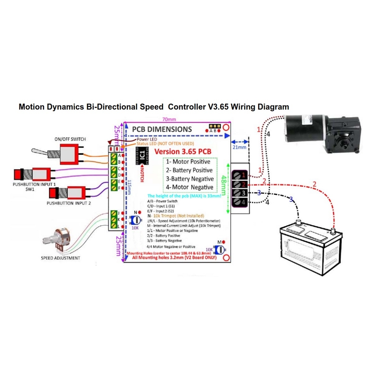 12v 36v bi directional dc speed controller 50a case model Reverse Switch Wiring Diagram 