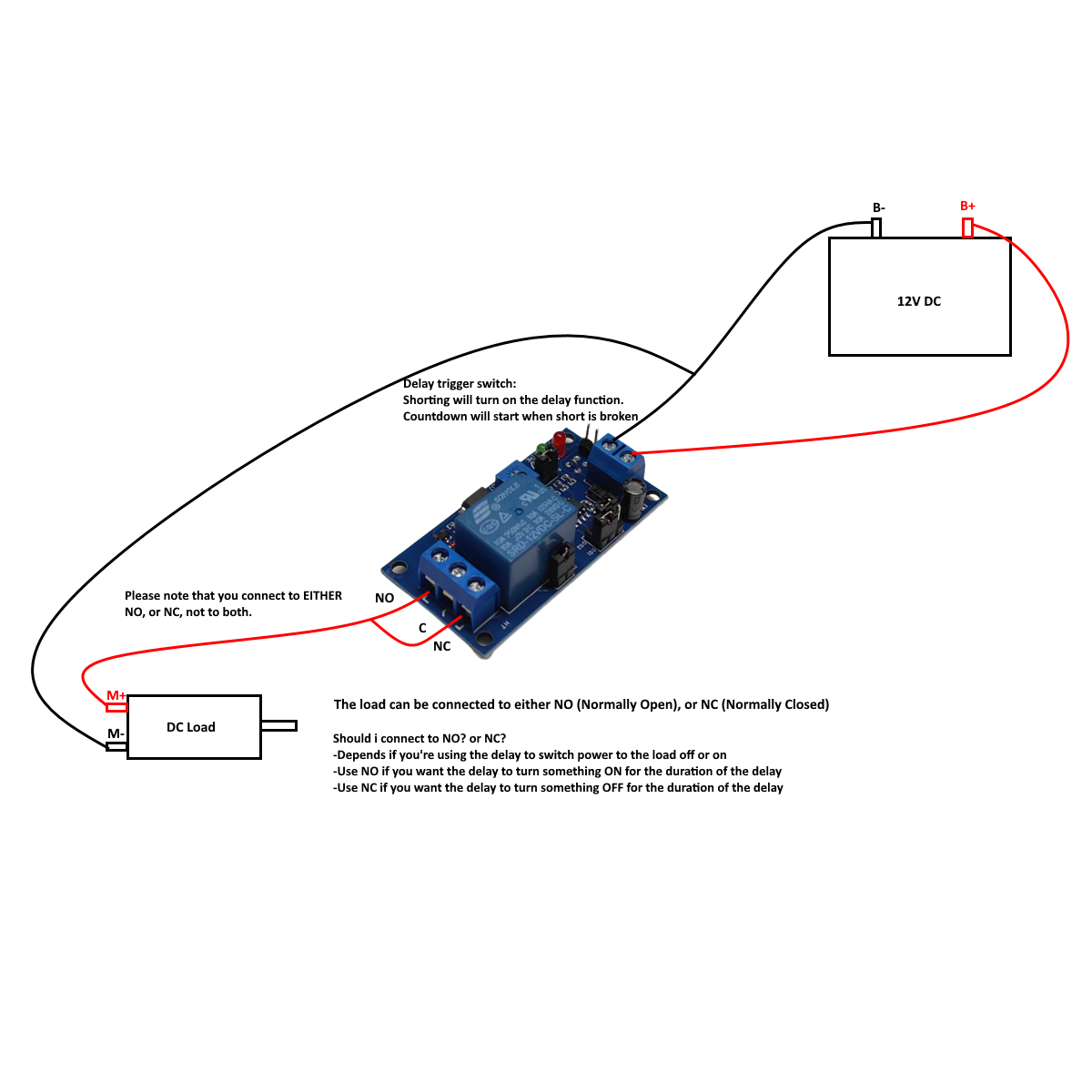 Time Delay Relay Module: DC 12V, Delay Turn On/Off, Timer Voltage Board