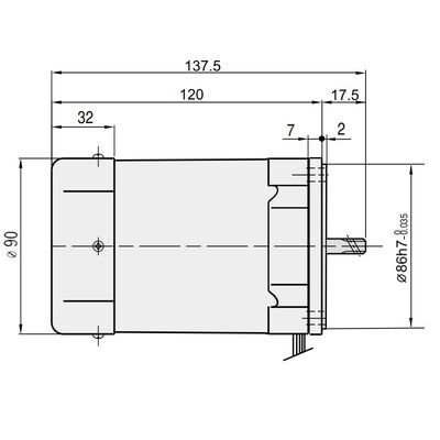 60W Induction leadwire without Gearhead Dimentions
