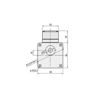 90mm Gearbox from front with shaft detail (terminal)